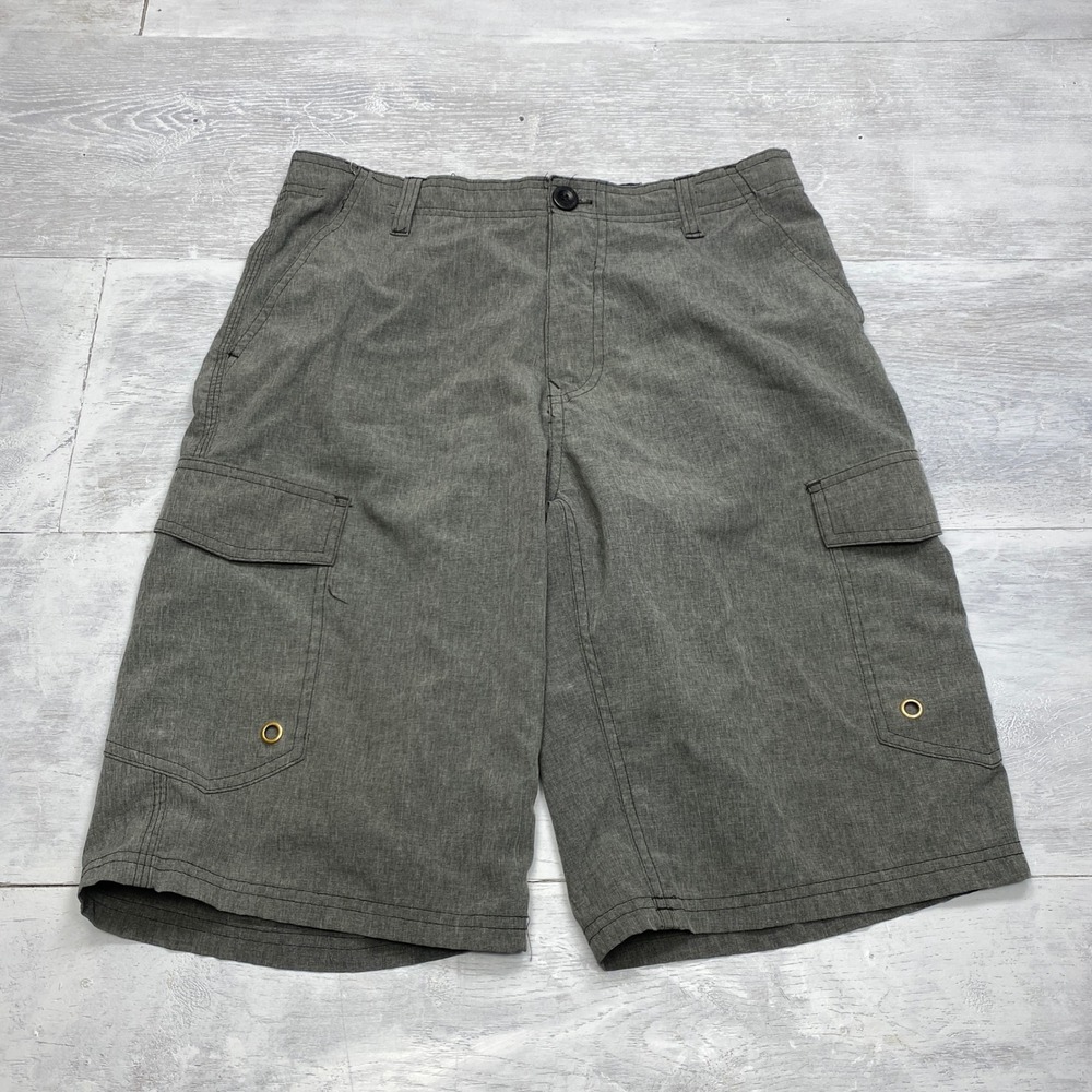 No Fear Cargo Board Shorts Mens 30 Gray Heather Mesh Lined Swim Trunks Y2K Skate